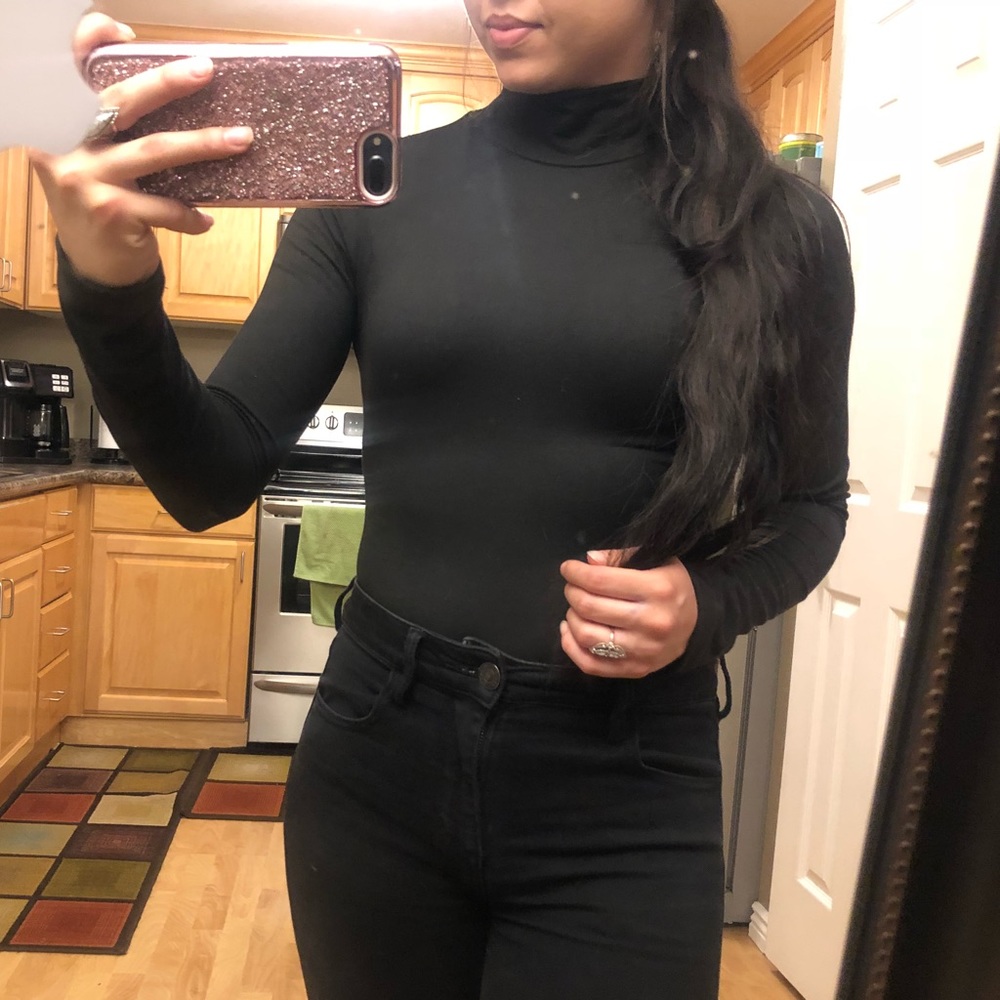 Black turtle neck bodysuit